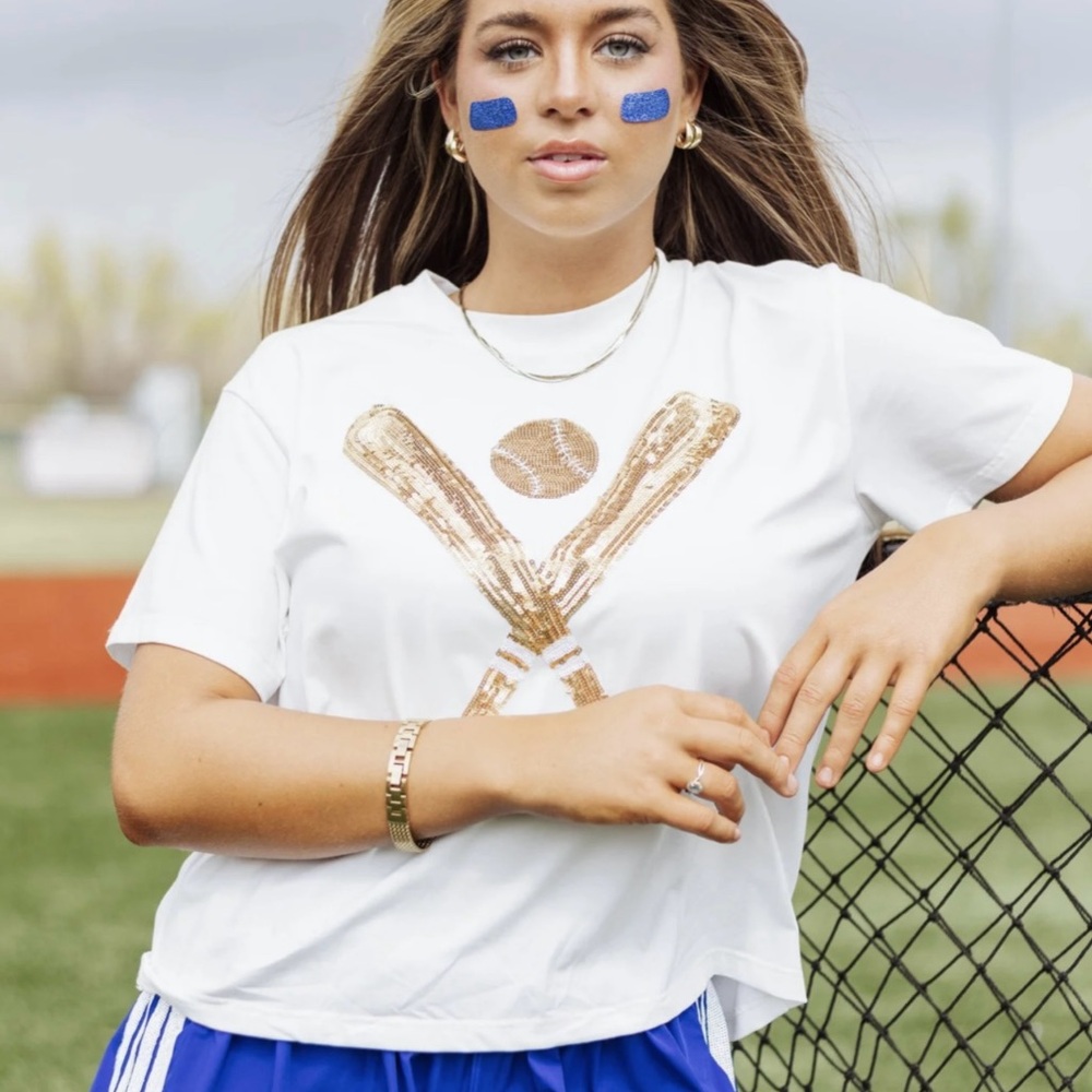 Queen Of Sparkle gold sequins baseball tee